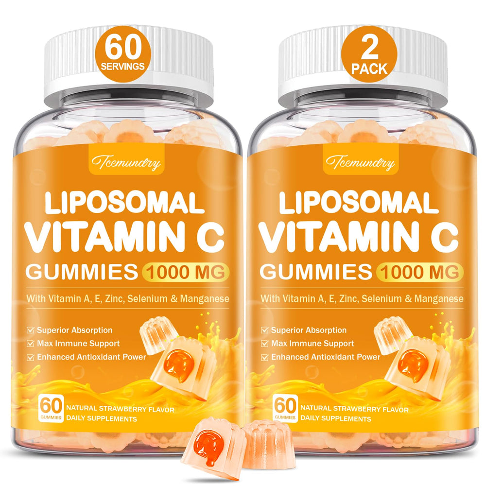 Tcemundry Liposomal Vitamin C Gummies bottle demonstrates enhanced absorption for daily wellness.
