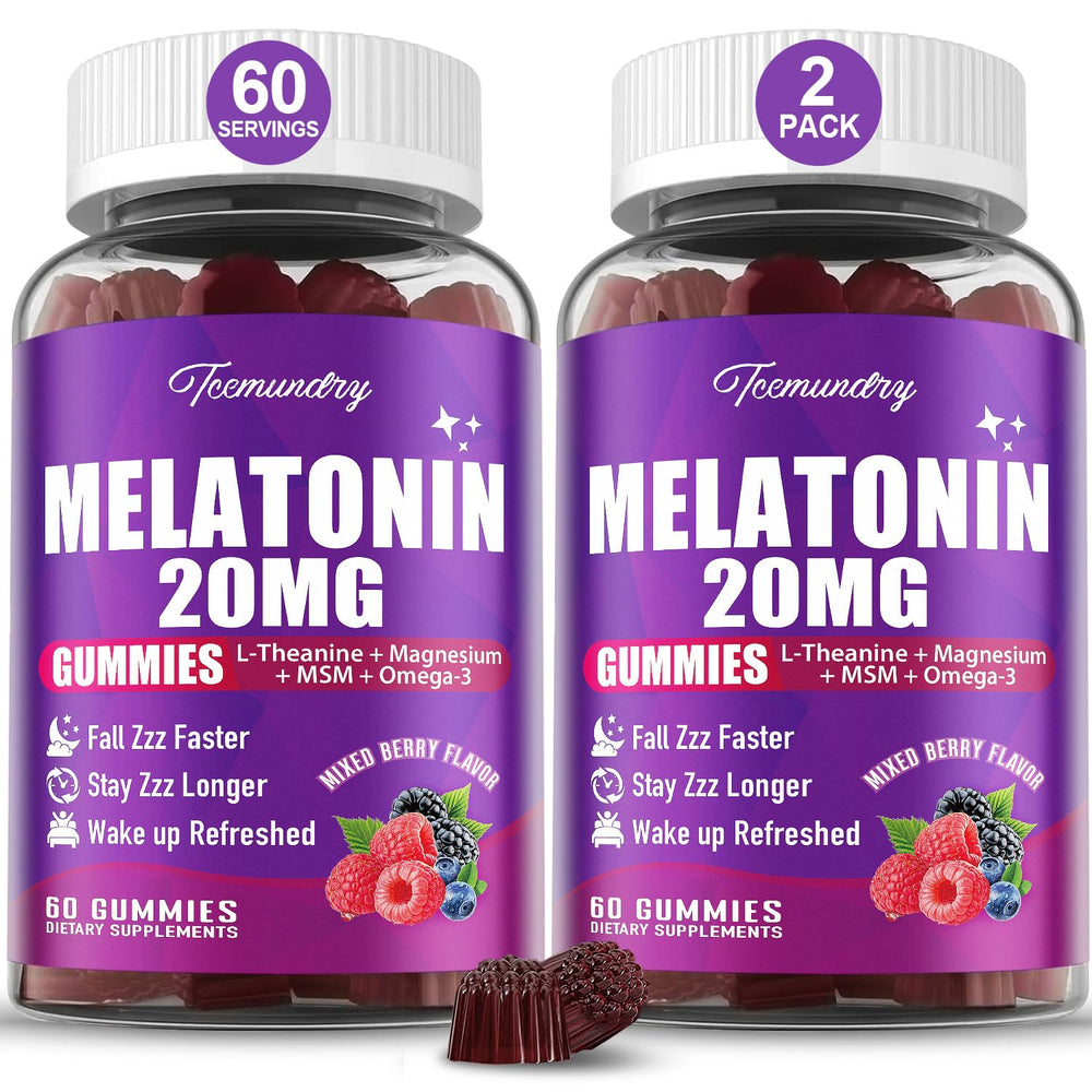 Tcemundry melatonin gummies bottle front for calm evenings and restful nights.