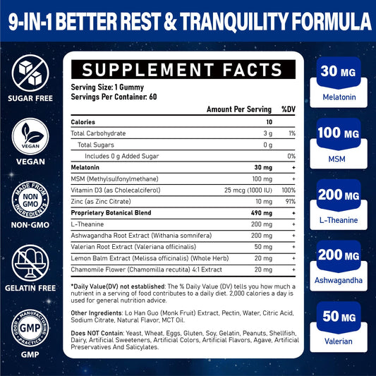 Tcemundry melatonin gummies packaging closeup promotes natural sleep cues.