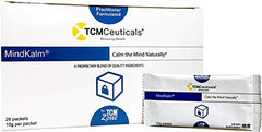 TCMZone MindKalm 28-pack packets on a desk offering natural mind-calming support.