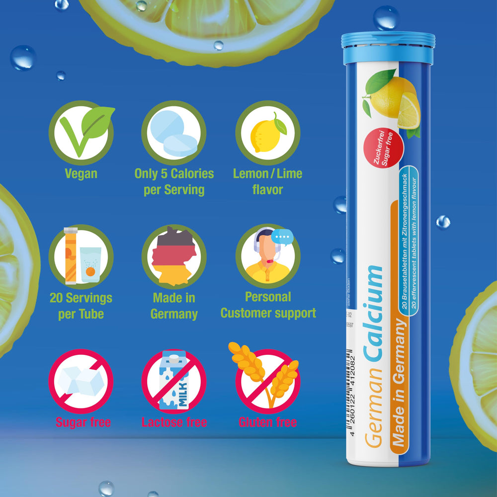 T&D German Calcium vegan lemon lime tablets offer a plant-based calcium option.