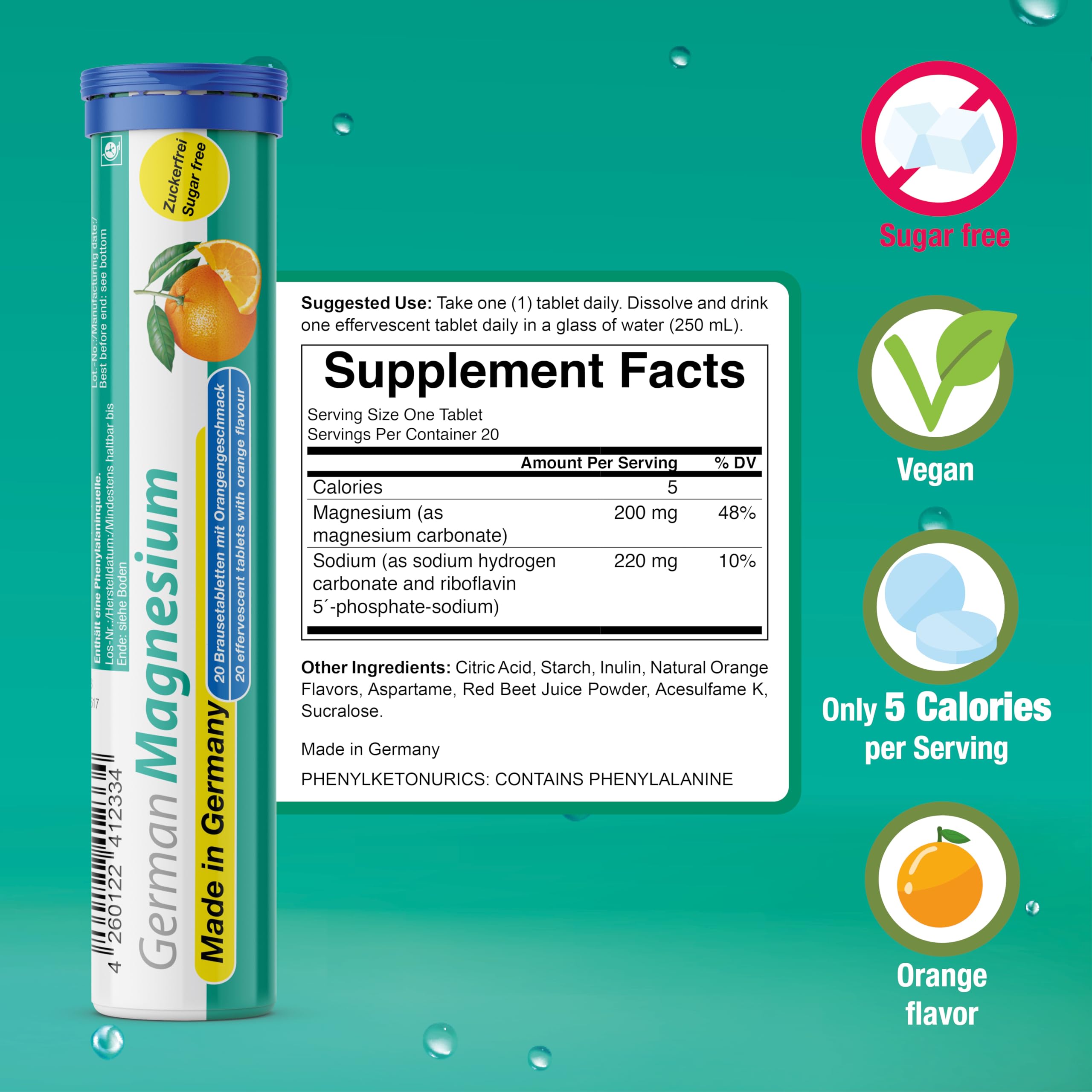 TD German Electrolyte Mix easy-dissolve tablet in water for on-the-go use