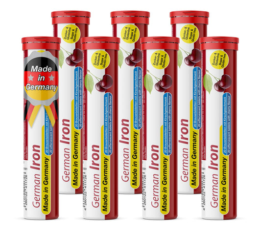 T&D German Iron 14 mg cherry bottle, showcasing convenient daily iron support.