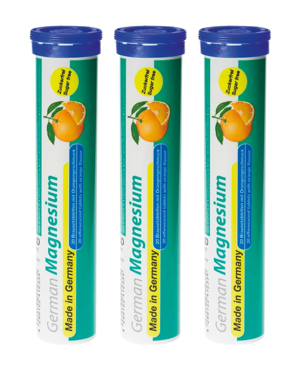 T&D Magnesium orange effervescent tablet dissolving in water for quick daily support.