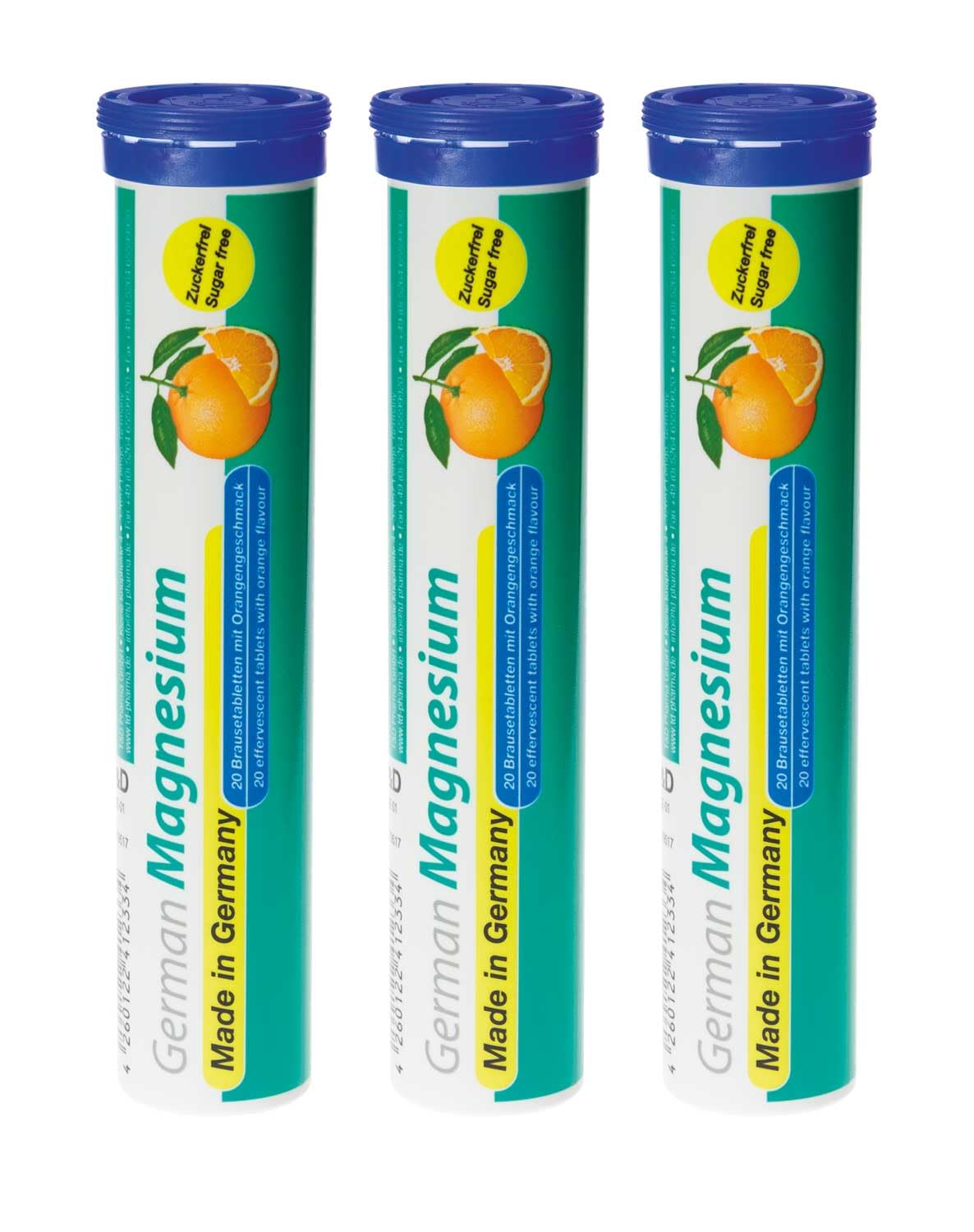 T&D Magnesium orange effervescent tablet dissolving in water for quick daily support.