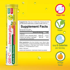 T&D Oxi C tablet dissolving in water releasing bright fizz.