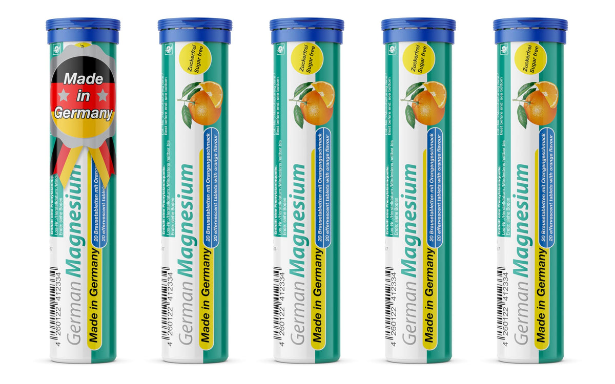 T&D Pharma orange-flavor magnesium tablet dissolving in water for easy daily intake