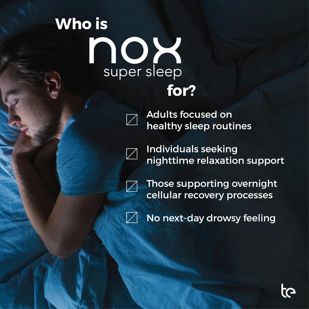 TE USA Nox Super Sleep travel-size bottle ready for trips.
