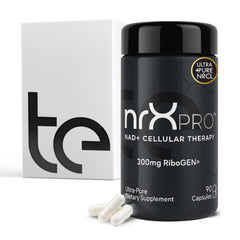 te nrXPRO bottle and label emphasizing USA-made supplement for cellular health