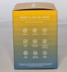 Tea Botanics Night Sweat Tea box highlighting organic formula for menopause support.