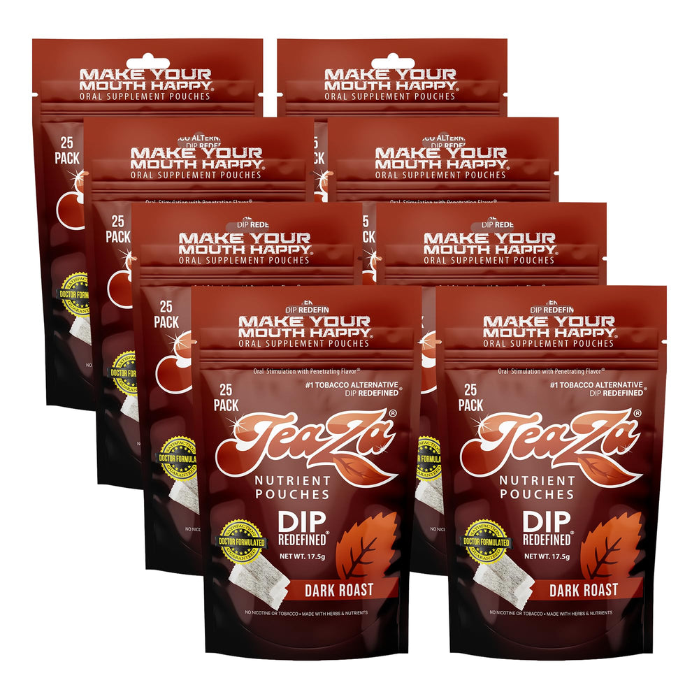 TeaZa Energy dark roast pouch for sustained focus and bold flavor.