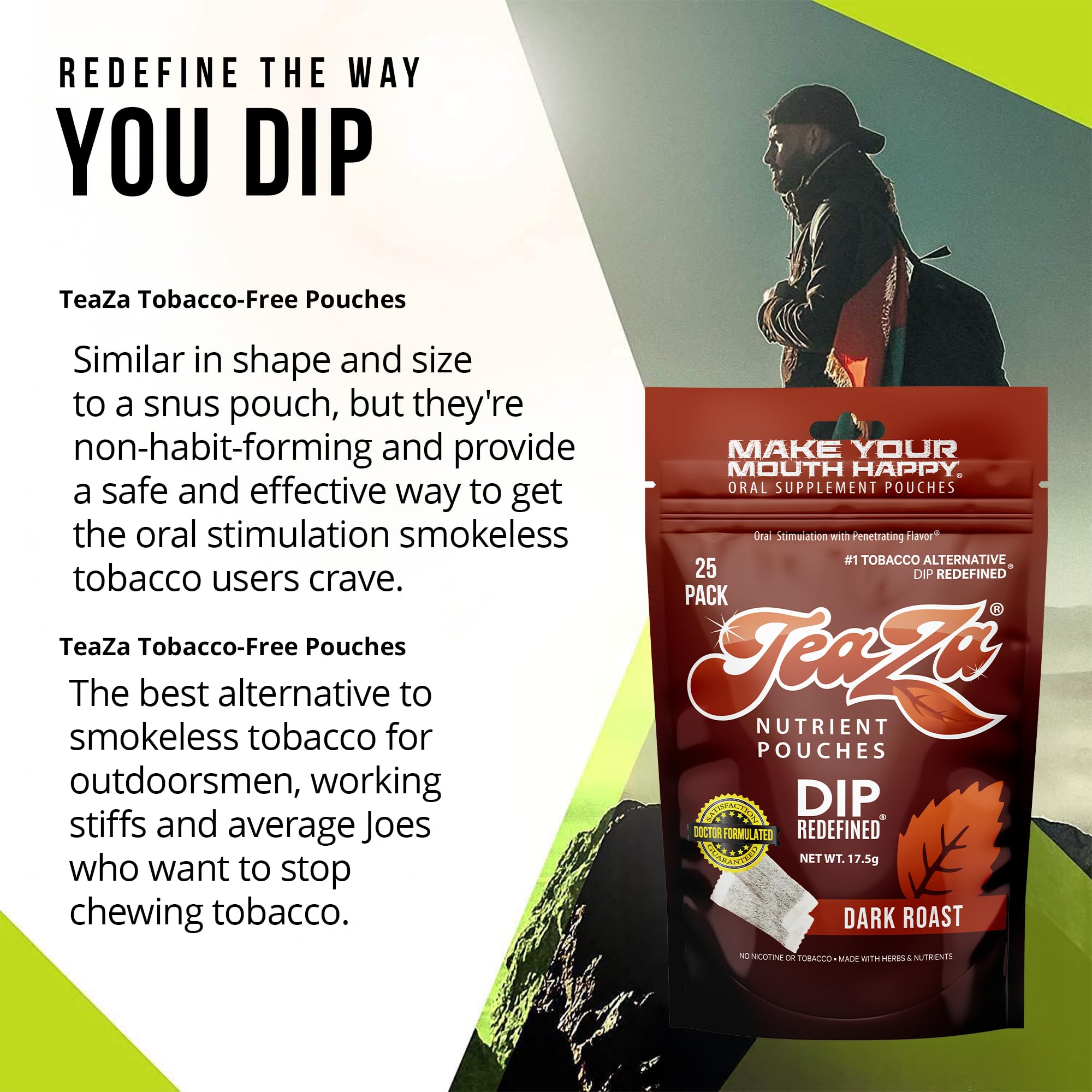 TeaZa Energy ingredients include green tea and ginseng for alertness.