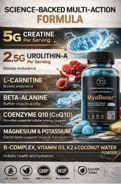 Active lifestyle scenario with Teal Skyes MyoBoost hints at endurance support.