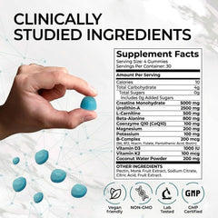 Close-up of MyoBoost gummies highlights sugar-free vegan formulation for guilt-free use.