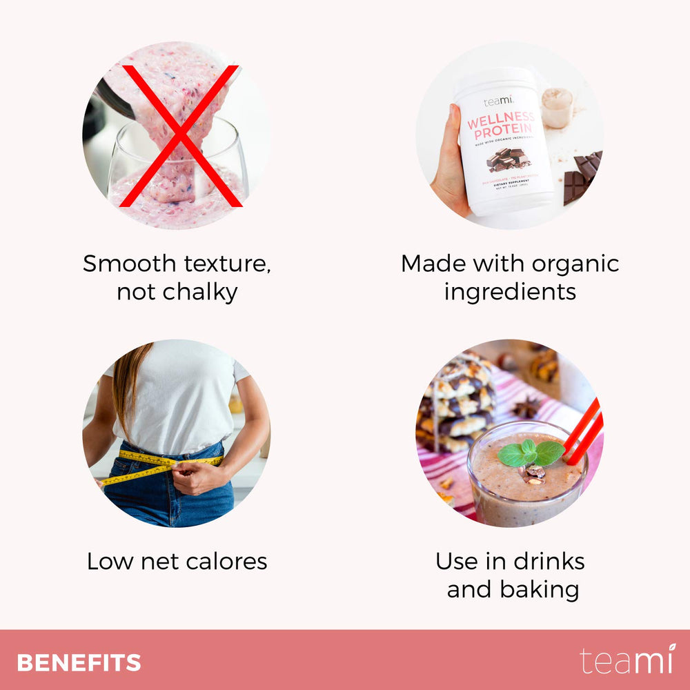 Teami Vegan Chocolate Protein Powder baking-bowl illustrates versatile kitchen use