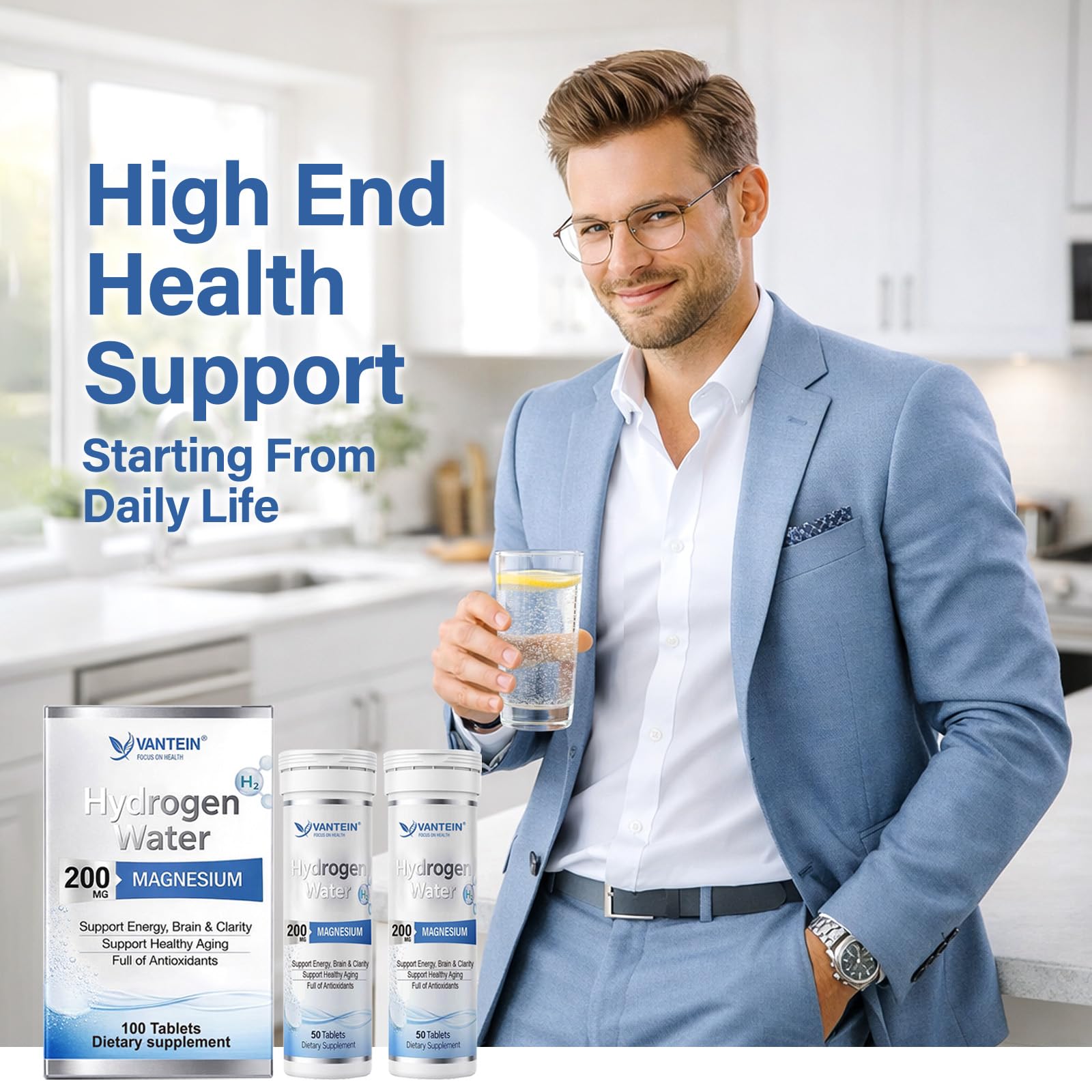 Two-bottle TEATTY H2 kit ready for home and gym use