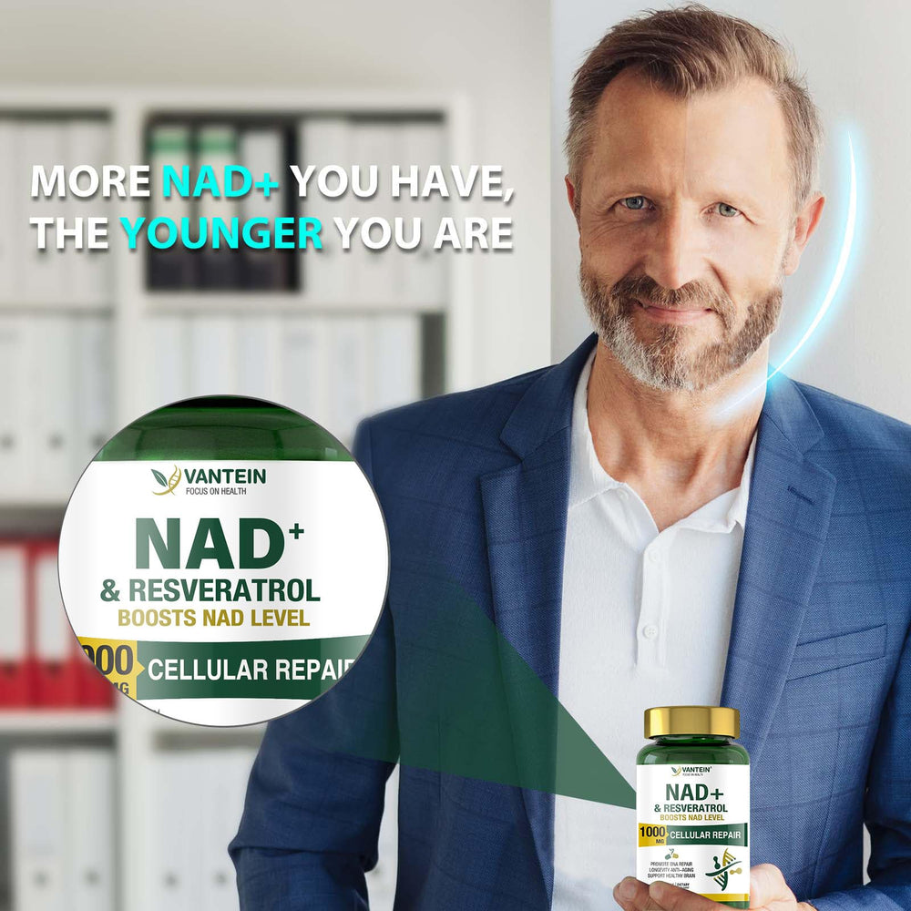 TEATTY NAD+ & Resveratrol capsules pack for easy daily dosing and energy support