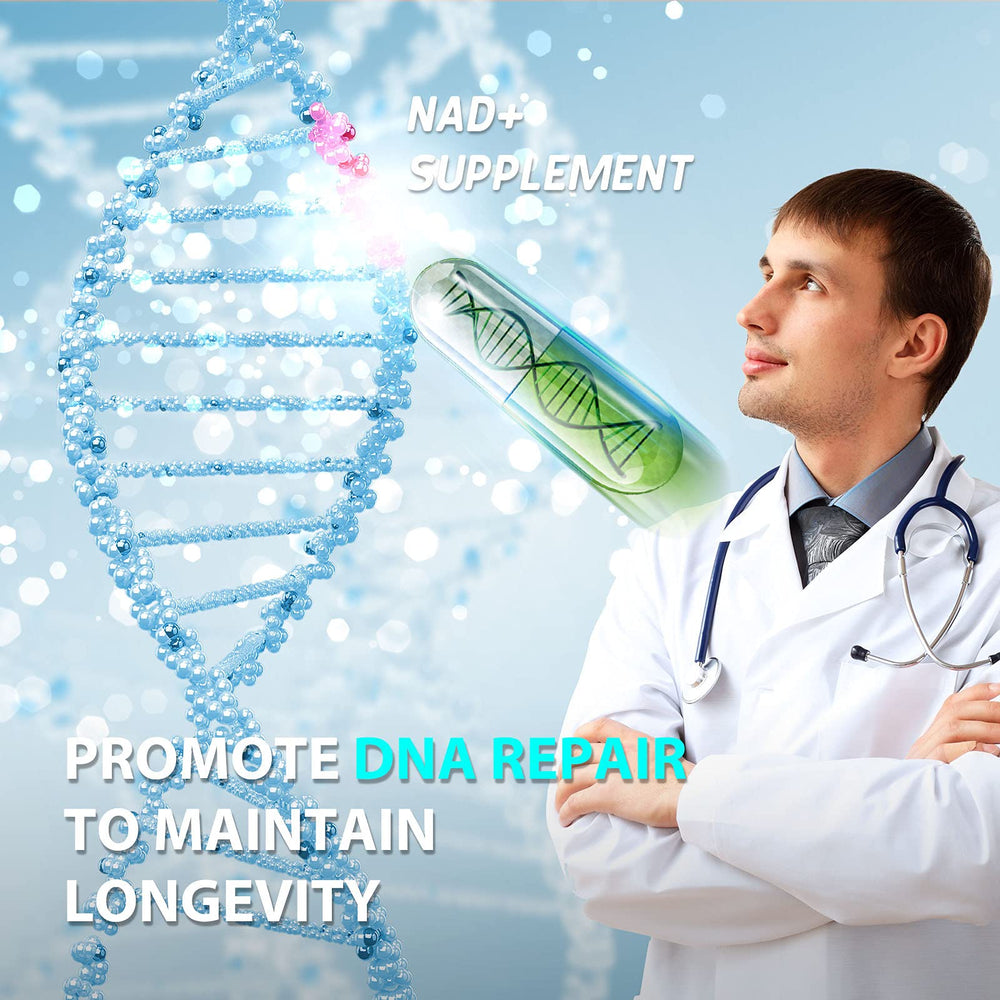 TEATTY NAD+ & Resveratrol bottle label detail with dosage information