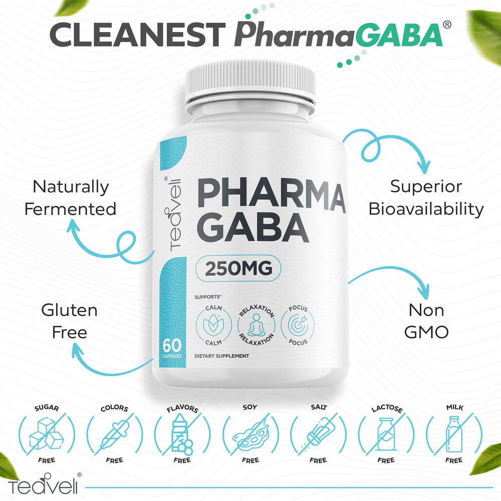 Teaveli GMP-certified facility badge signaling quality Pharma GABA production