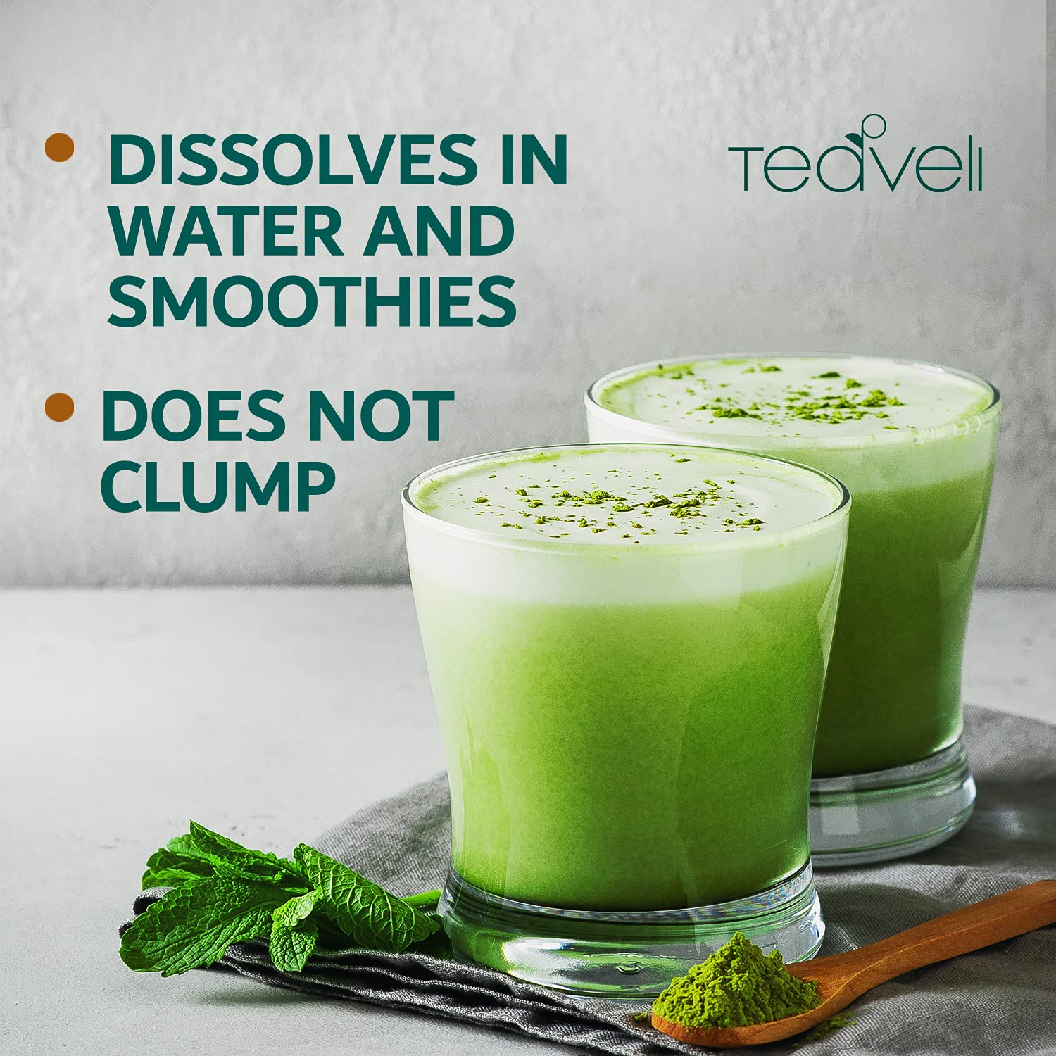 Teaveli Utah-grown barley grass powder bag emphasizing organic farming and clean ingredients.