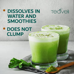 Teaveli Utah-grown barley grass powder bag emphasizing organic farming and clean ingredients.