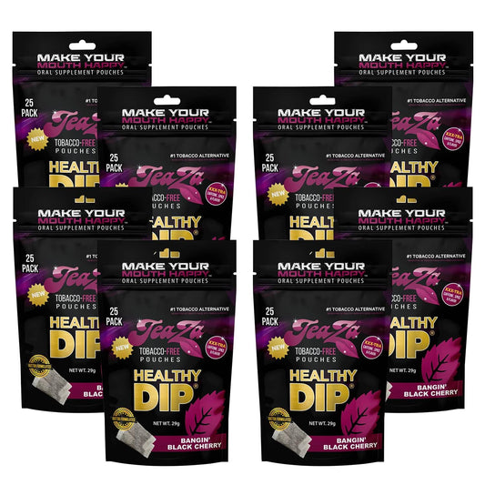 TeaZa Bangin' Black Cherry pouches pack for tobacco-free energy on the go