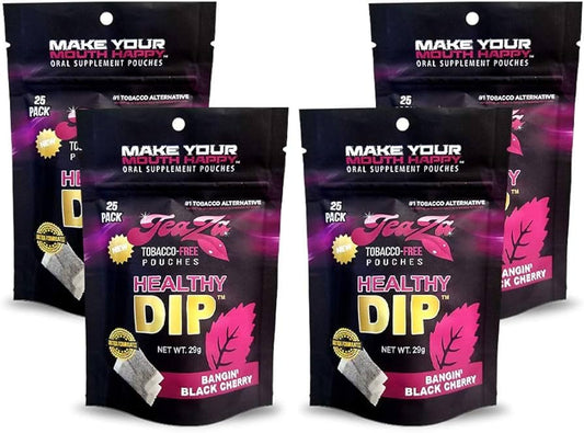 TeaZa Bangin' Black Cherry pouches pack, convenient tobacco-free energy option.