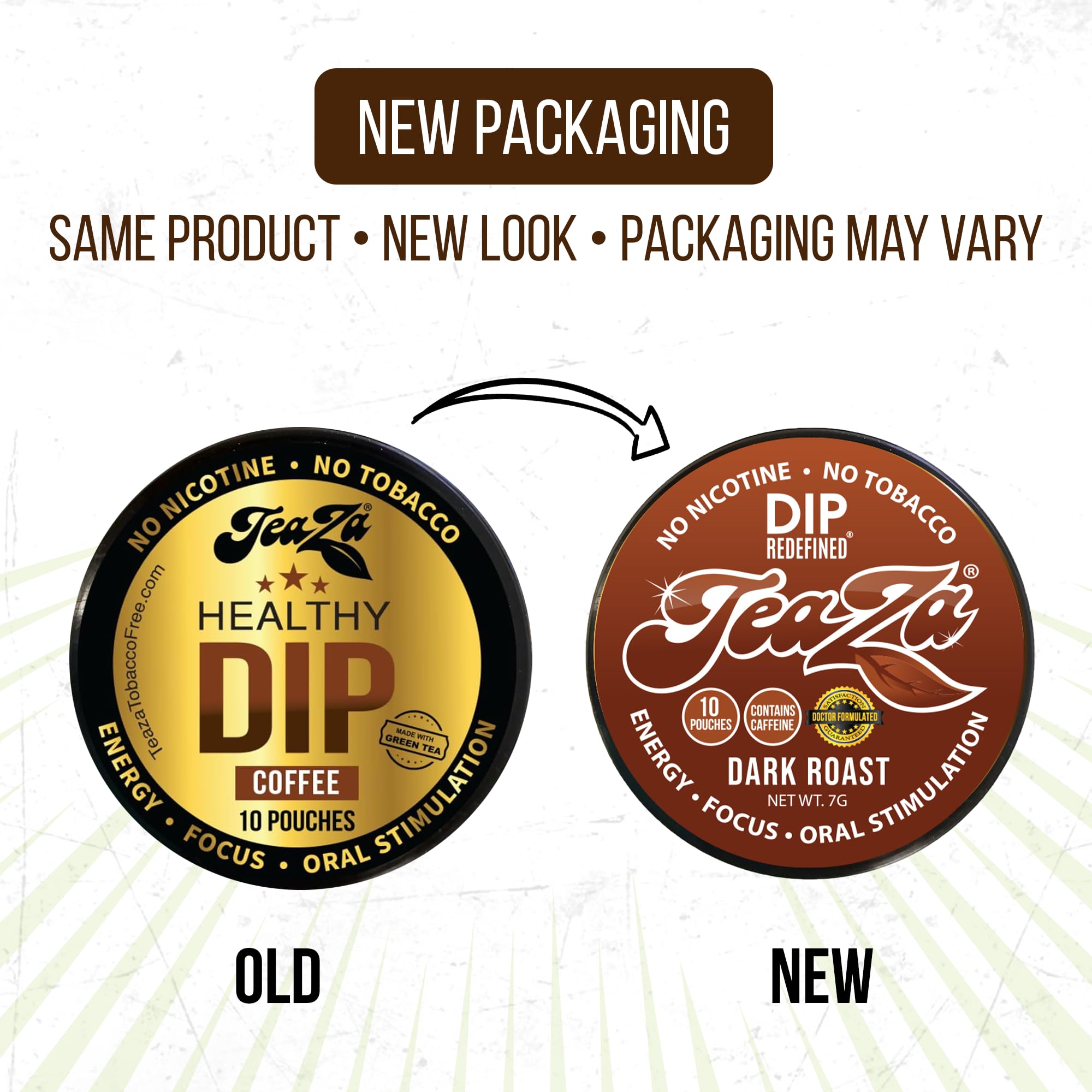 TeaZa Dark Roast Dip Pouch Close-Up reveals textured pouch and color
