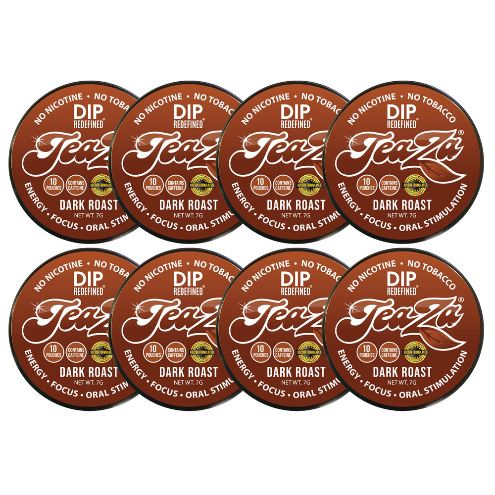 TeaZa Dark Roast Dip Pouch Pack shows bold cayenne flavor for a spicy lip-tingle