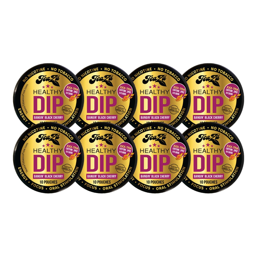 TeaZa Energy Pouches Bangin Black Cherry pack, a convenient smokeless energy option.