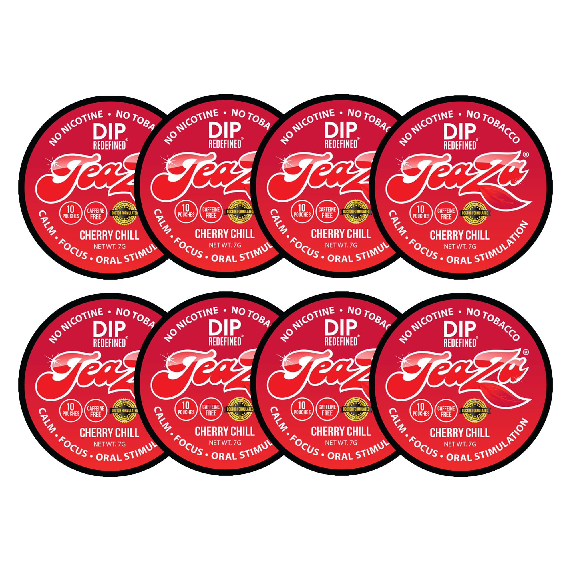 TeaZa Cherry Chill Energy Pouches pack front shows a tobacco-free energy dip option