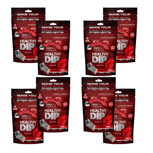 TeaZa Energy Pouches Cherry Chill pouch in hand for tobacco-free flavor
