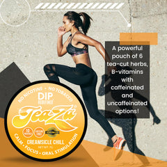 TeaZa Energy Pouches with herbs and vitamins for daily balance.