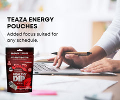 TeaZa Energy Pouches ready for on-the-go use and quick satisfaction