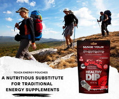 TeaZa Energy Pouches open pack displaying multiple pouches for ready use
