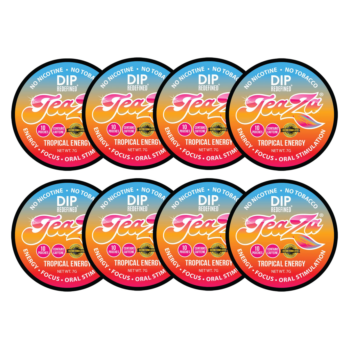 TeaZa Energy Pouches Tropical Pineapple Mango Citrus pack boosts energy without tobacco