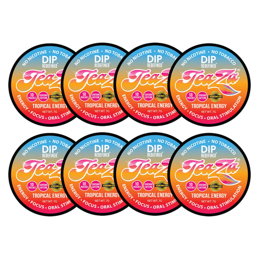 TeaZa Energy Pouches Tropical Pineapple Mango Citrus pack boosts energy without tobacco