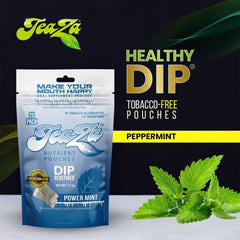 TeaZa Energy Power Mint pack open reveals individual pouches ready to use.
