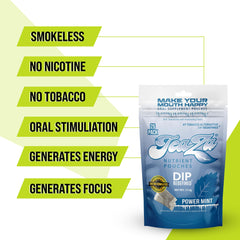 TeaZa Energy Power Mint pouch in mouth for discreet energy