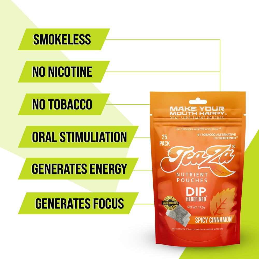 TeaZa flavor variety pack display with multiple pouches