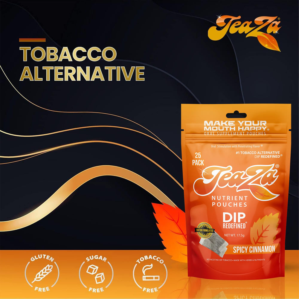 TeaZa no-nicotine option with natural caffeine boost.