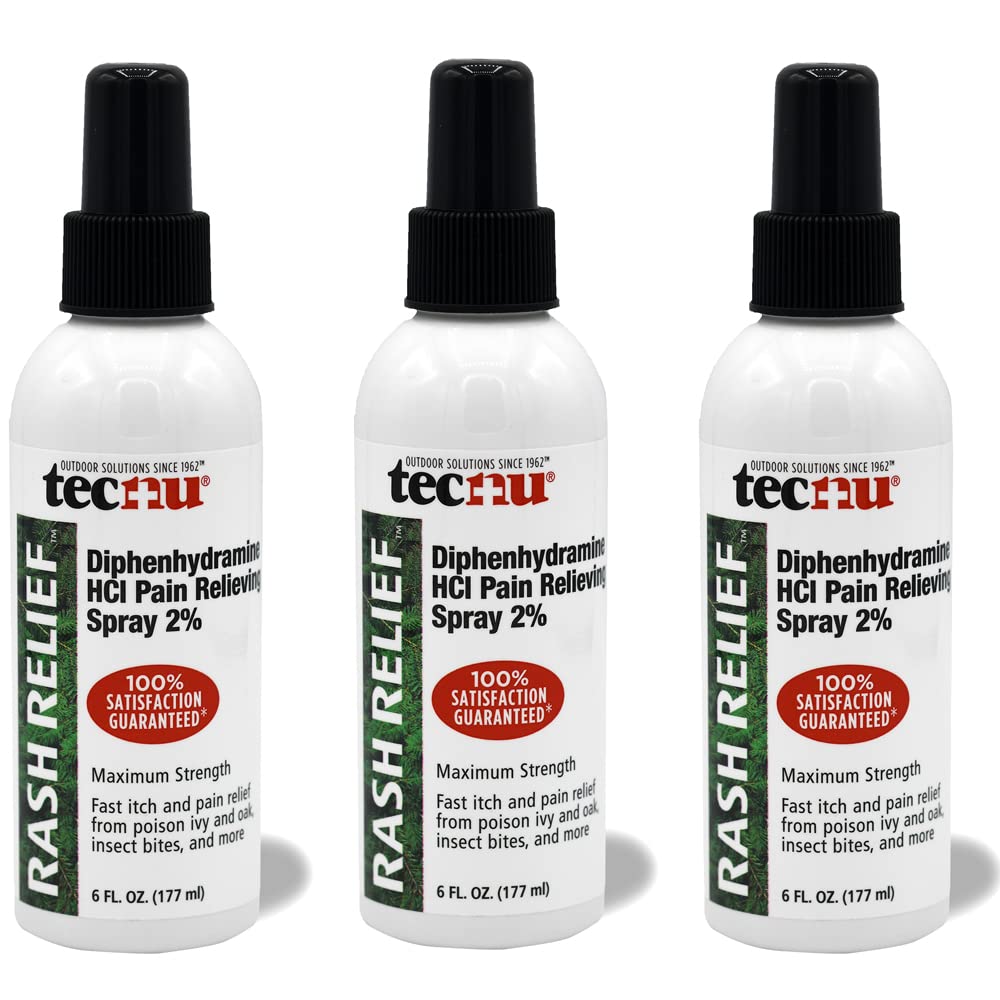 Tecnu Rash Relief Spray front view bottle for fast itching relief.