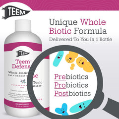 Lab-cultured Teem Defense whole biotic formula bottle
