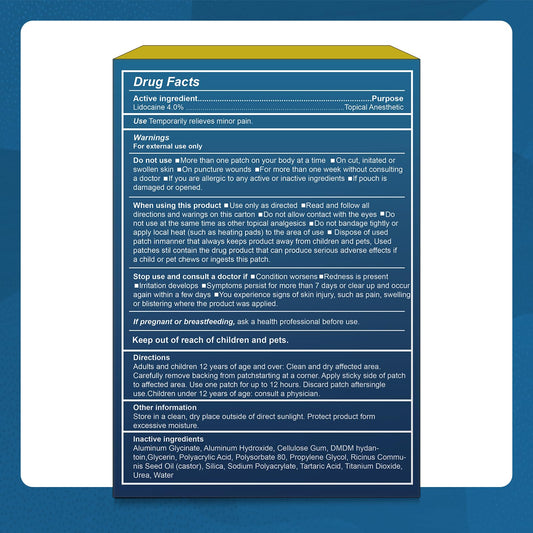 Teemofe Lidocaine Patch back-area eases muscle discomfort.
