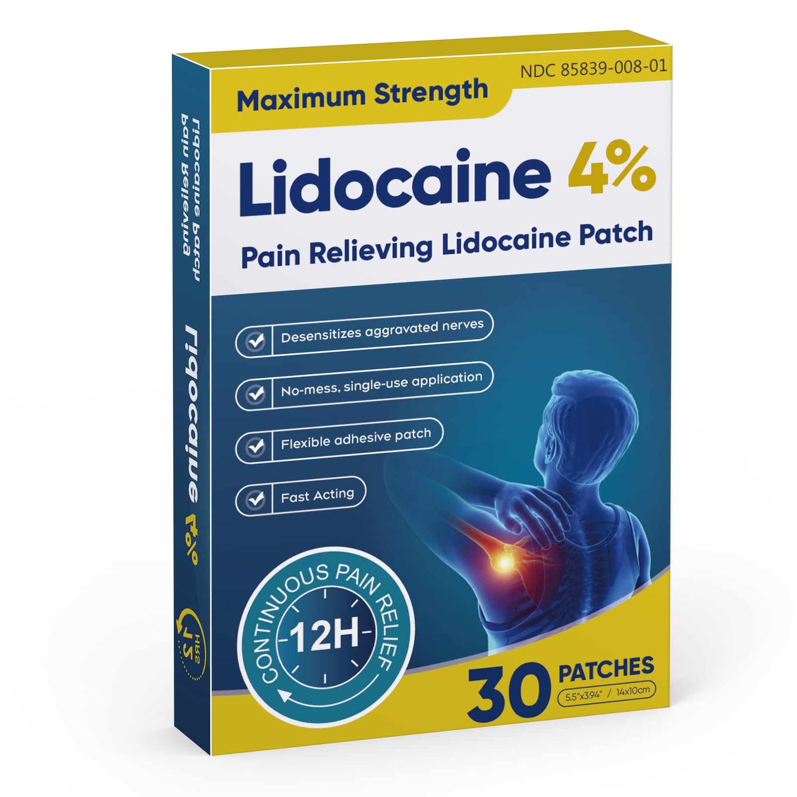 Teemofe Lidocaine Patch neck-area for fast, temporary neck pain relief.