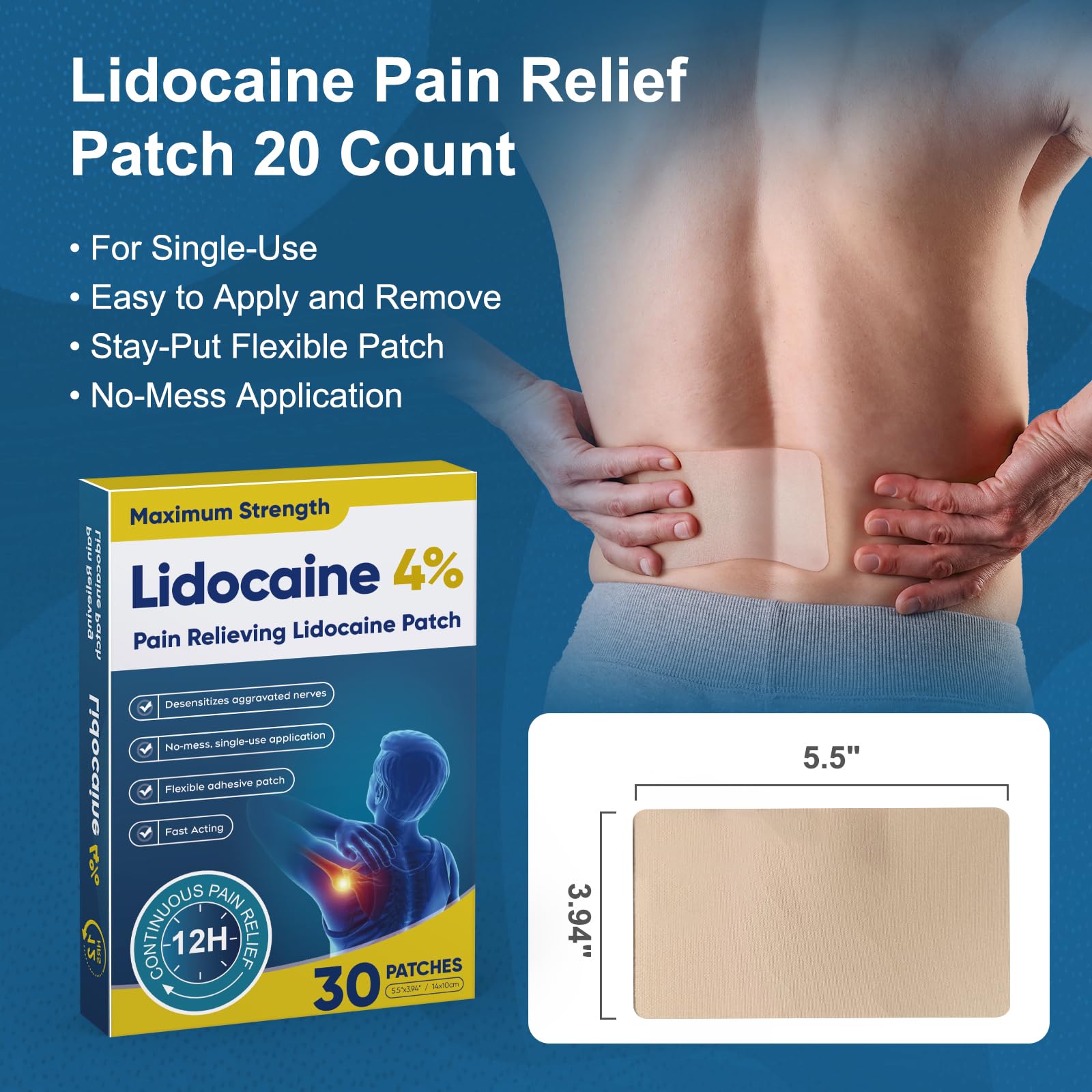 Teemofe Lidocaine Patch shoulder-area helps relieve stiffness.