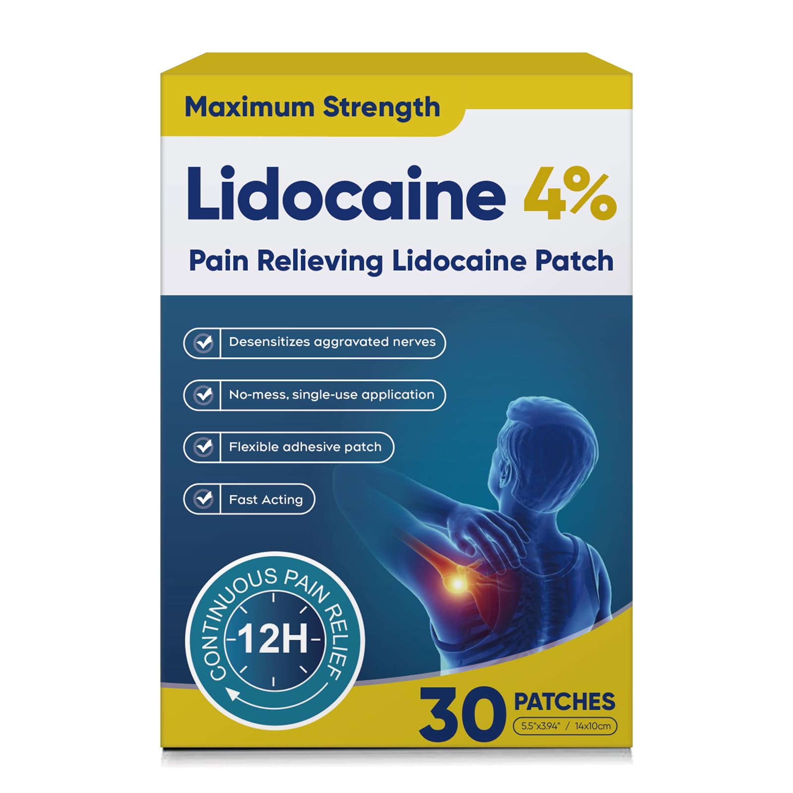 Teemofe lidocaine patch with strong adhesion for active wear and daily tasks
