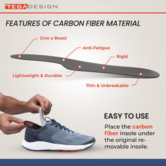 TEGA Morton's Extension carbon fiber material highlights lightweight, durable construction.