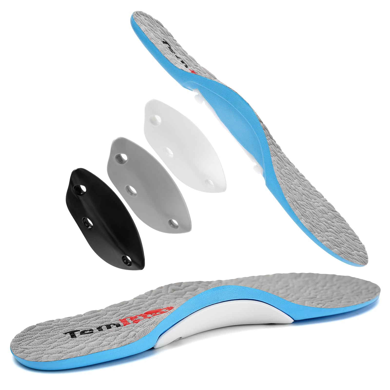 TemHot arch support insoles with adjustable arch pads for customized comfort