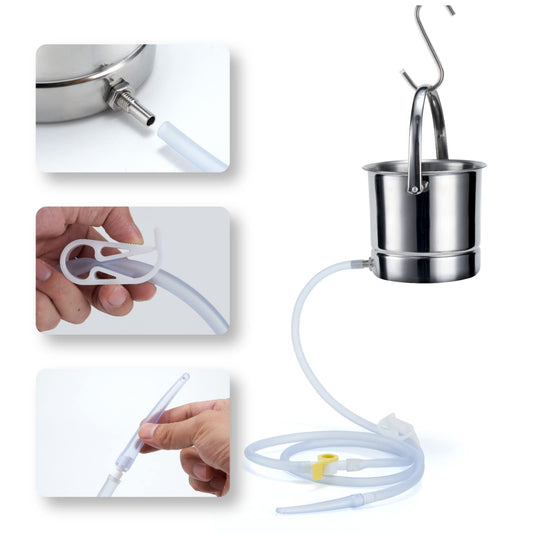 TEMONTIAN silicone tube connected to the bucket for smooth enema flow.